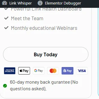 Linkwhisper money back guarantee offer