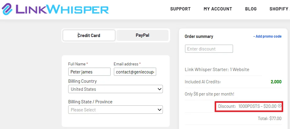 Linkwhisper $20 OFF Promo Code